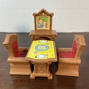 Keenway My Happy Family Dollhouse Furniture Fireplace & Dining Set w/Chairs